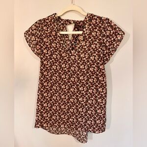 Everleigh Brown and Pink Floral Blouse XS